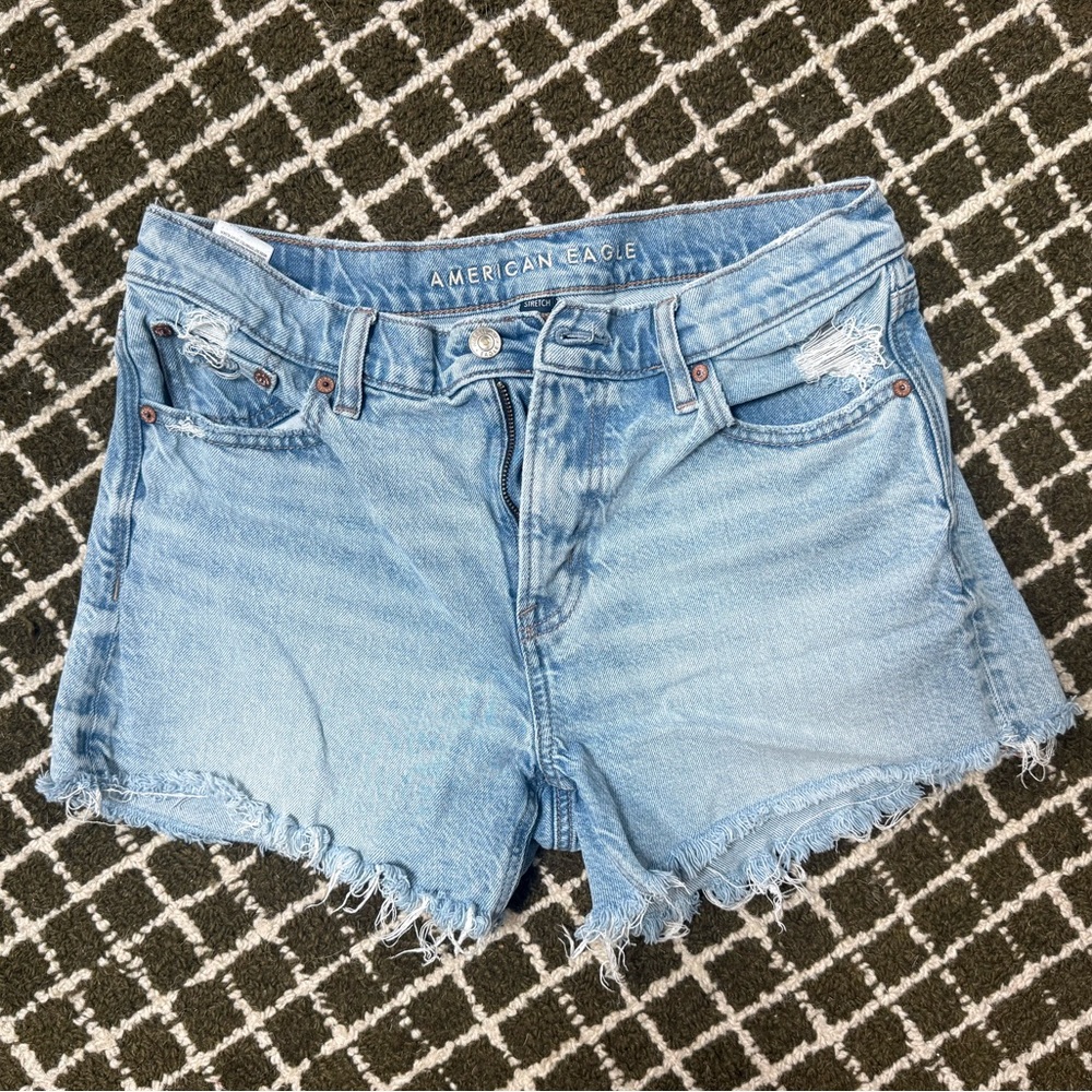 American Eagle Light Blue Washed Boyfriend Denim Shorts
